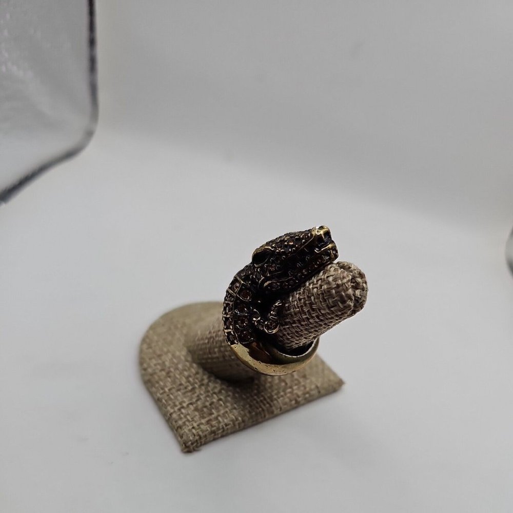 Ring Size 6.50 Alligator Shape Yellow Rhinestones - Picture 2 of 8